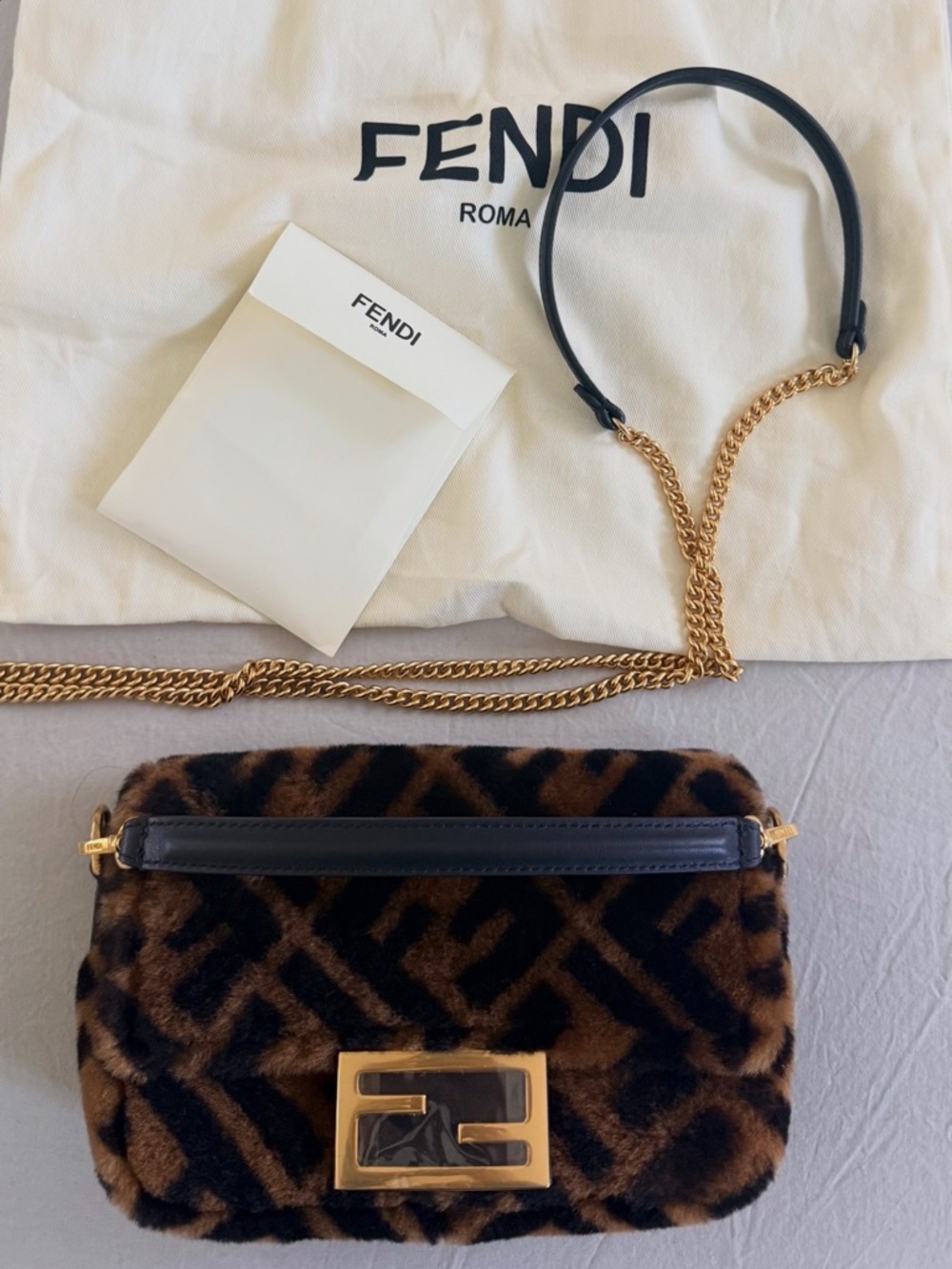 Fendi Shearling Mini Baguette - excellent condition